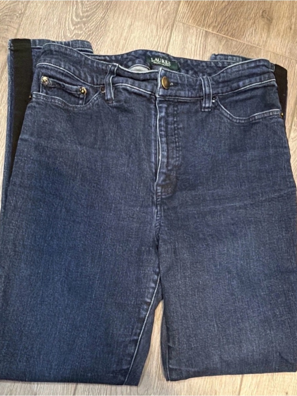 Ralph Lauren Cotton Dark Indigo Pin Stripe Women's Skinny Jeans Size 8